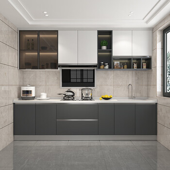 Huili de brand kitchen cabinet integrated kitchen quartz stone countertop integrated stove cabinet simple home cabinet door panel 1m base cabinet + 1m countertop (d08/d011/d010)