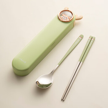 Onlycook304 stainless steel portable tableware student children's chopsticks and spoon set chopsticks and spoon storage box-xiaolu