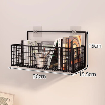 Nifeng dormitory punch-free wall shelf bathroom internet celebrity storage artifact bedroom bedside wall bookshelf wall-mounted black single-layer large size upgraded and thickened free traceless stickers