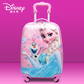 Yitongxiang disney children's sit-down trolley case elsa princess suitcase universal wheel travel boarding case for boys and girls 16-inch new ice and snow pink zipper