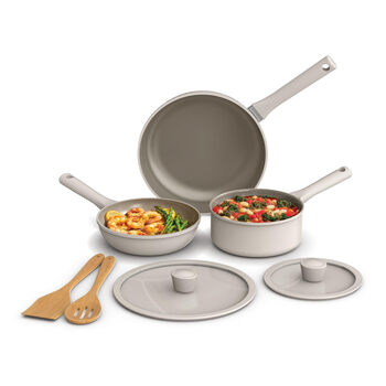Bella 7-piece ceramic non-stick cookware set, universal for multiple ovens, glass lid