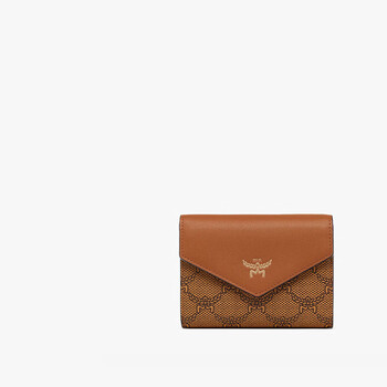 95% new mcm gift to girlfriend, classic logo print, artificial leather tri-fold wallet, coin purse, wallet
