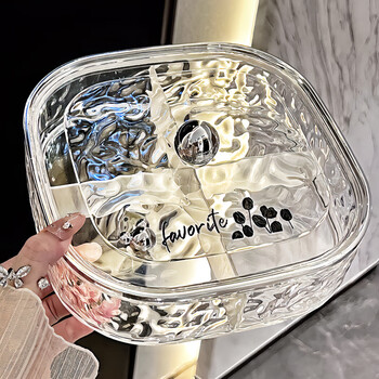 Bsd sealed dry fruit plate divided light luxury fruit plate home living room 2023 new storage box snack plate candy plate water ripple dry fruit plate (single layer transparent)