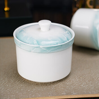 Red peony jingdezhen underglaze ribbon lid stew pot household ceramic tableware bone china bird's nest stew bowl water-proof lid bowl steamed egg bowl yunjin wanli 5-inch stew pot 1 piece 650ml