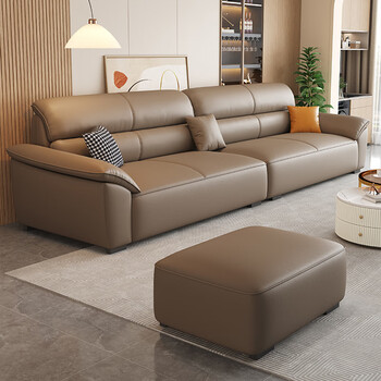 Bezi sofa italian style guangdong foshan leather sofa living room 2025 new retro style small apartment leather art sofa straight row no. 1 color - naidi fen thickened cowhide 2.5 meters - straight row three people sponge version