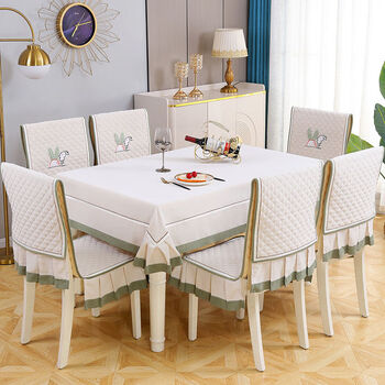 Jianna chair cover, backrest, all-in-one, four-season stool cover, tablecloth, seat cushion set, home 2026 new model, carrot rabbit model, one-piece - beige 6 chair cushions + 6 backrests (chair covers)