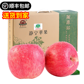 Longyuan red jingning apple gansu alpine red fuji apple crisp, sweet and juicy origin straight hair premium quality | 15 pieces of 80mm large fruit gift box