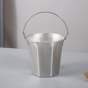 Dele 304 stainless steel ice bucket bar champagne bucket commercial ktv special ice bucket ice cube beer bucket 304 pentagonal small ice bucket natural color large