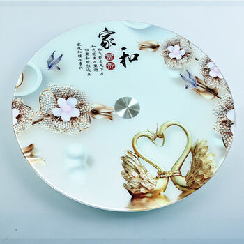 Yisi reduced tempered glass turntable thickened round dining table rotating table high temperature resistant turntable european style hotel large round table turntable swan diameter 70