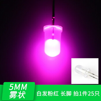 5mm led lamp bead light emitting diode straw hat foggy white hair white emerald green blue yellow purple colorful slow flash 5mm foggy white hair pink long legs (25 pcs)