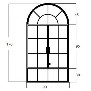 Vinoa american-style aluminum alloy retro doors and windows split windows indoor and outdoor windows waterproof and rust-proof arched shape iron customization 90*170 (with changhong tempered glass) aluminum alloy