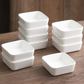 Yijuke 4-pack, square flavor plates, ceramic plates, dipping plates, snacks, side dishes, dishes, cooking plates, sauce plates