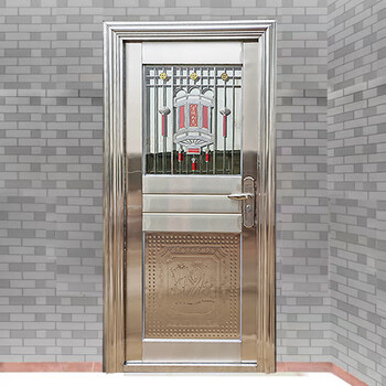 Qilicai 304 stainless steel single door semi-glass balcony door entry security door rental house entry door rural gate engineering door outer right-hand opening/inner outer right-hand opening (half package 10 meters 86x205cm