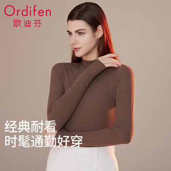 Oudifen bottoming shirt for women in autumn and winter mid-collar matte bottoming shirt with high elasticity, slim fit and solid color long-sleeved underwear 2xl
