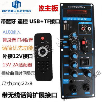 Square dance battery audio amplifier board 12v speaker with bluetooth radio recording remote control high power amplifier board + wire + remote control