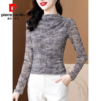 Pierre cardin (pierre cardin) mesh bottoming shirt women's autumn new half-turtle collar temperament mom shirt chic internal top picture color s 80-100 jin