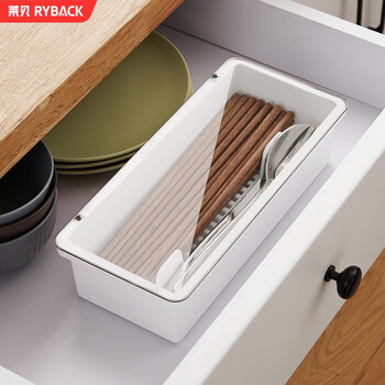 Ryback chopstick storage box household chopstick tube dust-proof chopstick box chopstick cage spoon drain rack restaurant tableware storage box 1 medium size with drain function