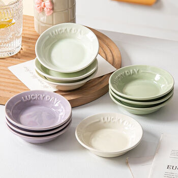 Persson seasoning dish, dipping dish, sushi snack dish, flavor dish, household ceramic tableware, cream-style small dish, soy sauce dish, 4-inch dish/milk white 1 piece