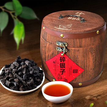 Hengyun and yunnan tea fossil broken silver pu'er tea glutinous rice fragrant pu'er ripe tea old tea head ripe pu 500g wood broken silver 500g wooden barrel