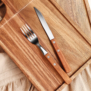 Genasi 304 stainless steel steak knife and fork western food tableware rosewood handle thickened table knife and fork two-piece combination set