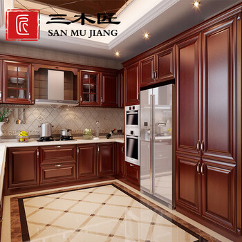 Wen yijiasan carpenter solid wood cabinets overall american european style new chinese style kitchen kitchen cabinet decoration design whole house customization intention fee (appointment design and measurement)