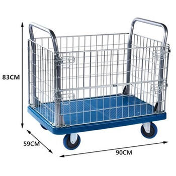 Sailotou customized car mesh frame trolley cage truck hauler truck linen flatbed truck with fence frame warehouse with direct sales blue 90x59x83 carrying 300 kg