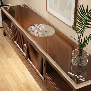 Lujie new chinese tv cabinet protective mat transparent pvc table mat solid wood dining table bucket cabinet coffee table countertop mat dust-proof tablecloth there is a beauty in the evening - transparent model for customized sizes contact customer service