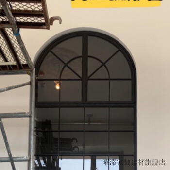 Yaotian's new fashionable wall custom-made white iron window screen partition arc-shaped lighting tempered glass flat door black one flat
