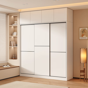 Xucai enf level wardrobe home bedroom french cream style solid wood storage wardrobe multi-functional cabinet large wardrobe three doors main cabinet 160+ top cabinet
