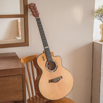 Andrew folk guitar veneer, beginner's single-board guitar, beginner's entry-level acoustic guitar instrument, 41-inch wood color, veneer/advanced universal