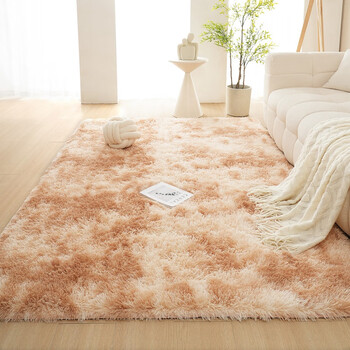 Fat donglai's same style bedside blanket plush carpet for bedroom and living room 2024 new style blanket floor mat winter feel wash-free room camel tie-dye 2025 new style + thick + dense + soft width 120 length 160cm no lint