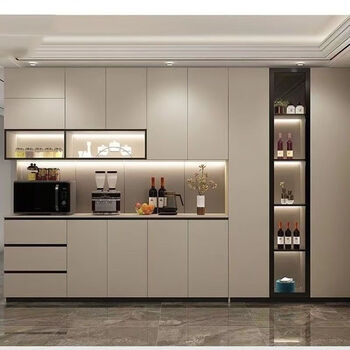 Luxury and clever sideboard integrated wall-mounted dining room cabinet kitchen high cabinet cabinet living room multi-functional storage cabinet wine cabinet solid wood cabinet a type length 120 width 42 height 230 (with lights)