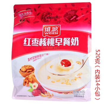 Wein nourishing meal grains fruit nuts lotus root powder yam walnut powder sesame paste sea salt cereal oatmeal red date walnut breakfast milk 520g (14 sachets included)