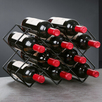 Fu jian red wine rack display rack decoration home living room metal diagonal multiple bottles of red wine wine rack iron red wine rack ten bottles