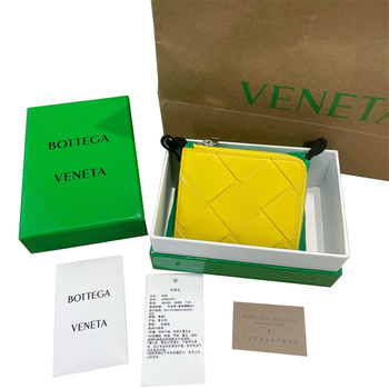 Second hand 95 new bv bao black full leather woven long bifold wallet diejia card holder clutch bag men and women bags 97 new classic woven lemon yellow card holder coin purse