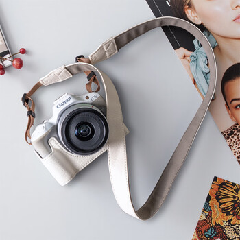 Li jian canon r50r6 third generation camera leather case r10 mirrorless protective case r100 base r6 second generation rp accessories r50v shell camera bag r50/r100 white + shoulder strap