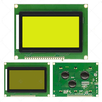 Ouhuayuan 12864b blue screen lcd screen 5v chinese font serial and parallel port st7920 compatible aip31020 controller yellow screen black text 3.3v old model v2.0