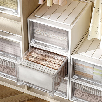 Xingyou drawer storage box household drawer-type transparent storage box wardrobe storage clothes underwear plastic storage box 13l 37 * 25.5 * 14cm transparent 1 piece