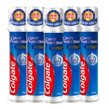 Colgate europe imported colgate upright push-type effective anti-moth toothpaste double fluoride plus calcium repair fresh breath brightening effective anti-moth 130g 5 pieces