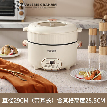 Valerie graham german imported steamer household electric cooker multi-functional steaming and stewing single-layer small cooking pot integrated dormitory electric heating fire smart model 24cm + steamer for 2-3 people