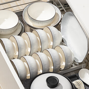 Shangxingzhi is a bowl household set of bowls, plates and tableware, a complete set of high-value underglaze color ceramic bowl sets, plates, dishes, bowls and chopsticks, new 10-person set, 56-piece set