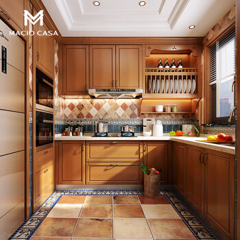 Huili demag kitchen cabinet customization modern american small apartment kitchen cabinet quartz stone countertop stove cabinet integrated customization prepayment (the actual payment will be deducted from the payment)