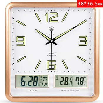 Polaris (polaris) luminous living room smart automatic clock home thermometer and humidity meter perpetual calendar electronic clock wall clock quartz clock luxury model upgraded gold (luminous model) rectangular other