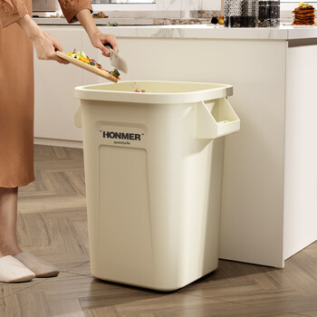 Bailu kitchen special trash can large capacity household 2024 new extra large high commercial catering enlarged storage bucket extra large cream white 22l + 100 extra thick garbage bags