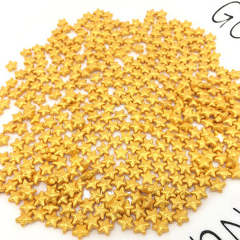 Golden five-pointed star colored sugar slices star sugar cake baking decoration golden pearl sugar grams holiday decoration sugar beads small golden five-pointed star sugar 70g