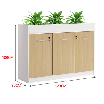 Office partition cabinet, flower trough cabinet, flower cabinet, storage wooden cabinet, low cabinet, side cabinet, flower cabinet, three-door cabinet 120x30x100cm maple color