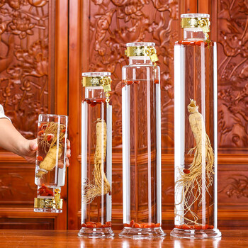 Zhifangyi high borosilicate glass wine bottle small and slender lead-free ginseng medicinal wine special wine container sealed wine making tank 5 catties single bottle gold lock buckle