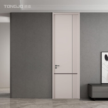 Tongjia metal strip color series meridian gray dyed ink gray solid wood composite door