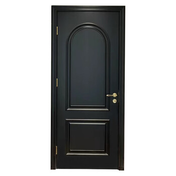 Customized french wooden door, interior door, solid wood door, bedroom door, room door, solid wood composite painted door, kitchen and bathroom, black+solid wood composite+full three-pack nationwide, measurement, installation and delivery