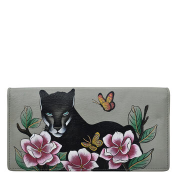 Anna by anuschka women's hand painted leather bi-fold clutch garden leopard one size